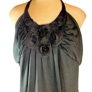 Xhilaration Y2K Tie Neck Halter Rosette Top Size XXL Black Plus Size Whi…